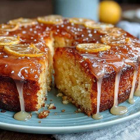 Moist Limoncello Pound Cake with Lemon Glaze, golden and glossy, perfect for dessert or tea time.