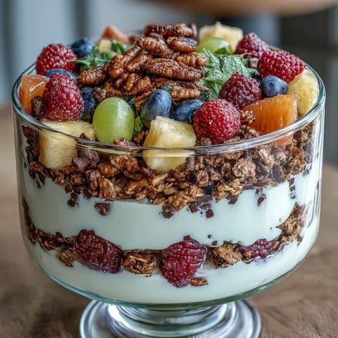 Soccer Team Snack Cups with Fruit and Granola: Vibrant snack cups layered with fresh berries, tropical pineapple, and crunchy granola, perfect for fueling young athletes on game day.