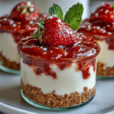 No-Bake Strawberry Cheesecake Jars