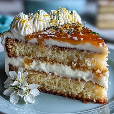 Mother's Day Lemon Curd Layer Cake adorned with vibrant edible flowers.