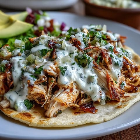 Delectable slow cooker salsa verde chicken tacos generously topped with fresh cilantro.