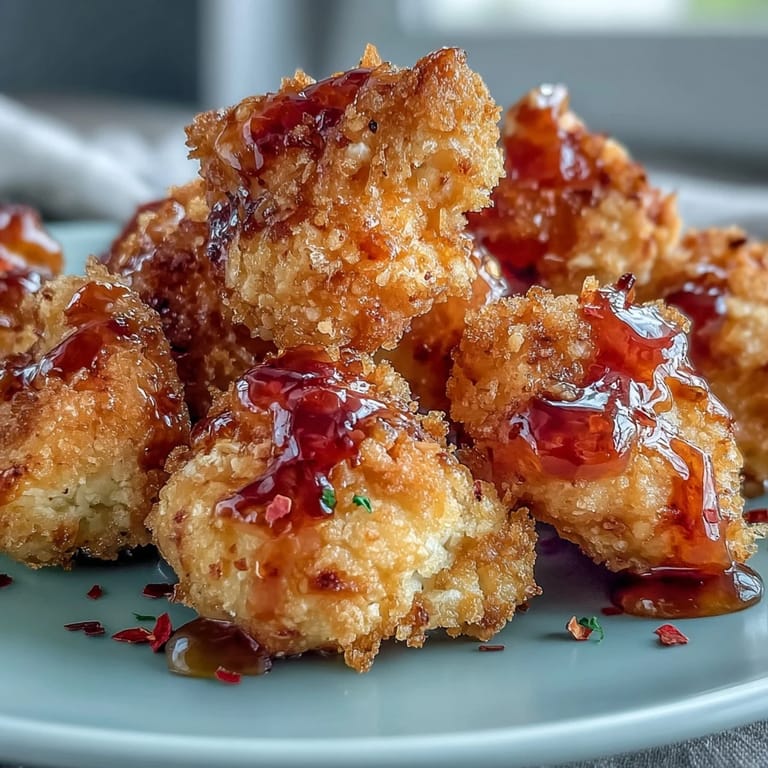 Crisp panko-coated Crunchy Baked Hot Honey Cauliflower florets tossed in a sweet heat sauce.