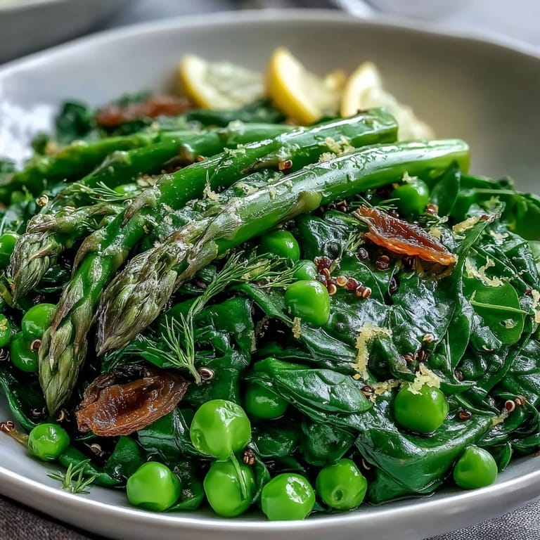 Savory Spring Green Bowl garnished with pumpkin seeds and herbs, served in a white ceramic bowl for a light lunch.