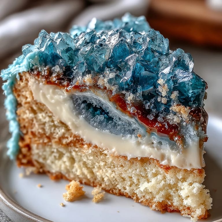 Elegant teal and gold geode graduation cake, featuring shimmering sugar crystals and metallic accents for a celebratory dessert centerpiece.