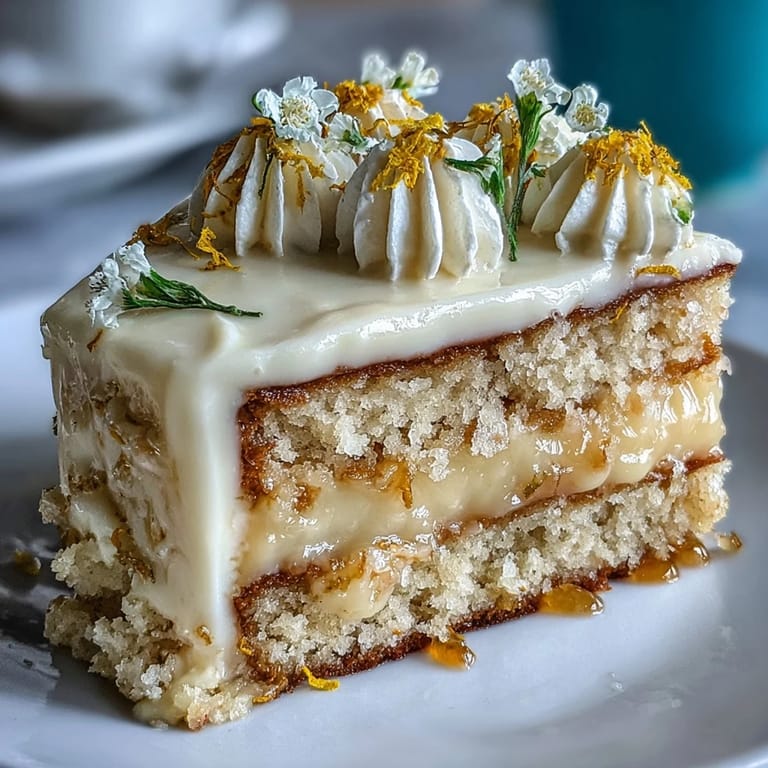 Luscious lemon curd fills this elegant Mother's Day cake, topped with fresh blooms.