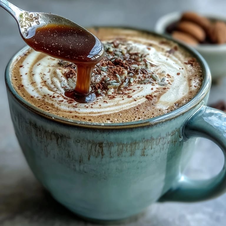Velvety plant-based adaptogens latte, perfect for a calming morning ritual.